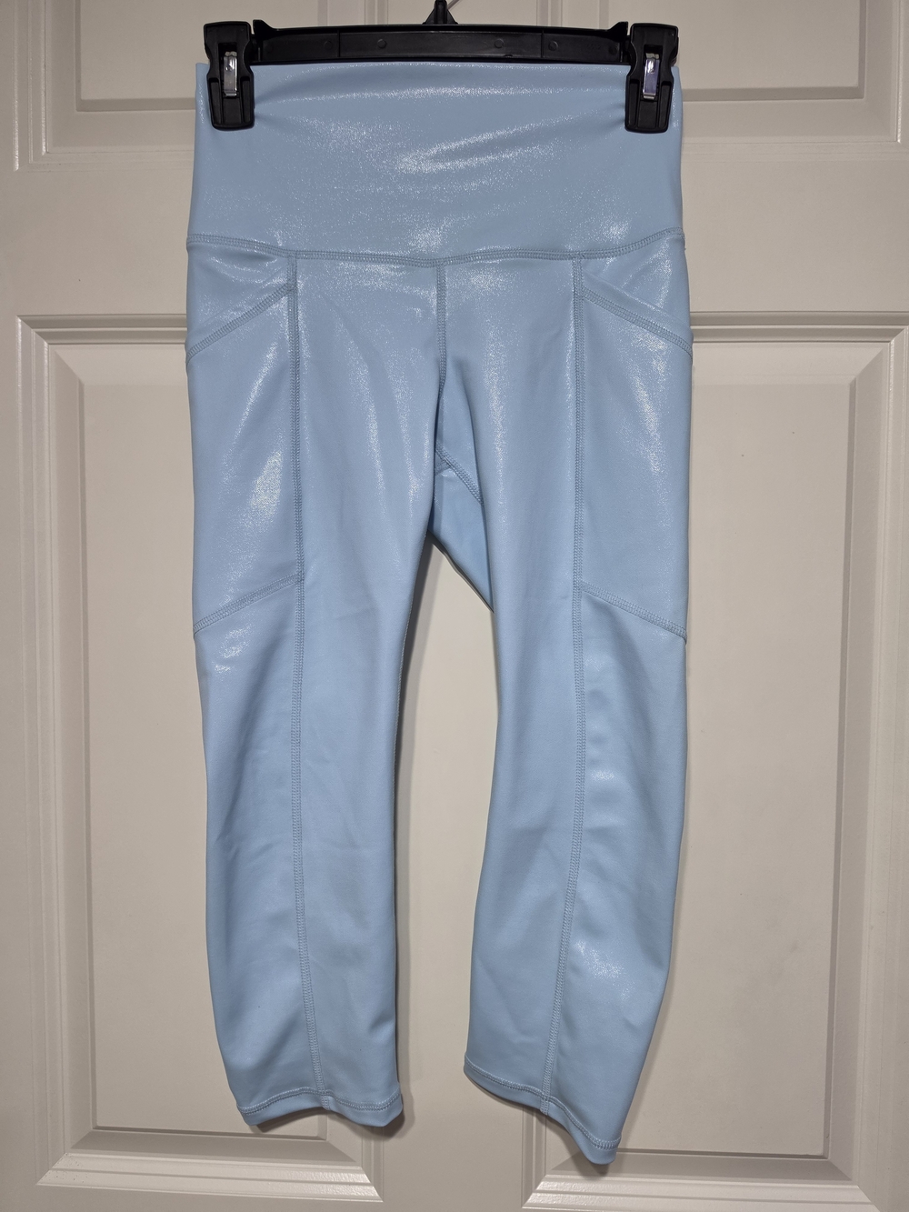 Sweat And Milk High Waisted Postpartum Compression Capri Legging Size S Blue